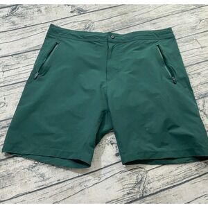 Mack Weldon Shorts Men 2XL Green Performance Perforated Zip Pockets Nylon Vented